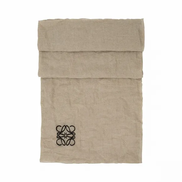 罗意威/Loewe 亚麻披肩 灰褐色/白色 824.24.061