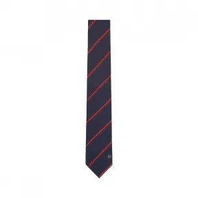 罗意威/Loewe 条纹提花领带 海军蓝/灰色 825.50.004