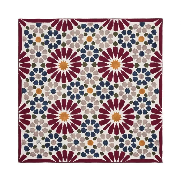 罗意威/Loewe 斜纹alandalus方巾 90x90 黑色/湖蓝色 915.15.122