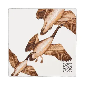 罗意威/Loewe Duck Scarf 90x90 White/brown 916.16.016