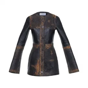 罗意威/Loewe Button Jacket Cracked Effect黑色/深棕色 D1177040MM