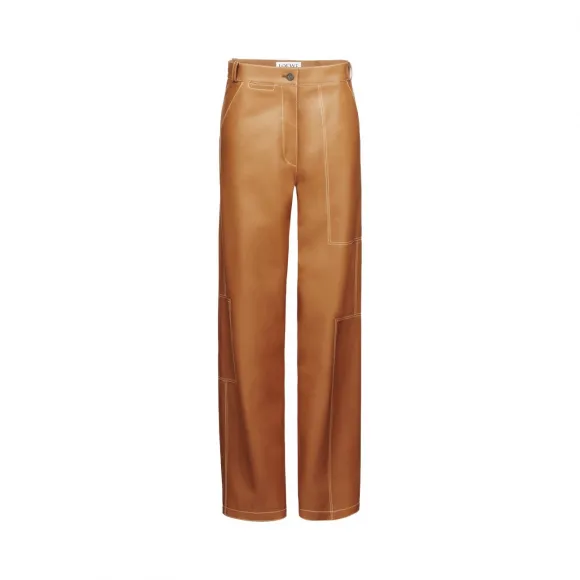 罗意威/Loewe Wide Trousers With Stitching 棕褐色 D1262080UR