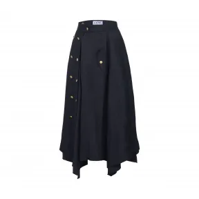 罗意威/Loewe Gold Button Skirt黑色 D2175100FA