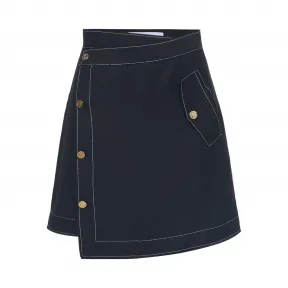 罗意威/Loewe Gold Button Mini Skirt黑色 D2175400FA