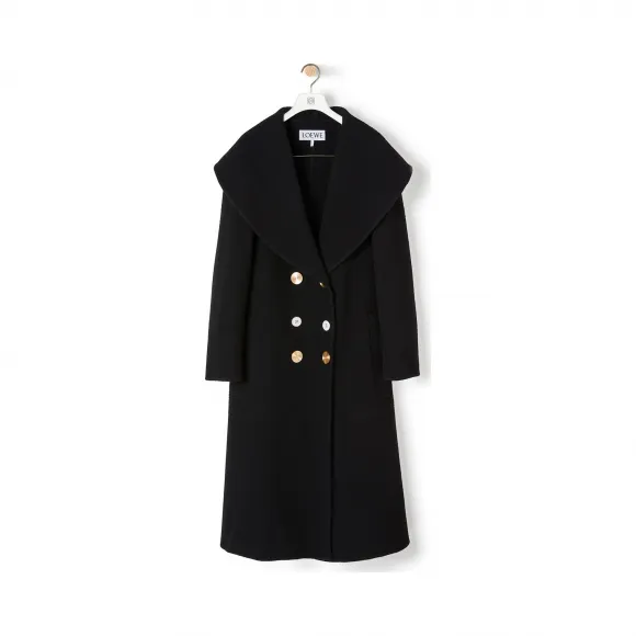 罗意威/Loewe Double Breasted Coat黑色 D2291100PA