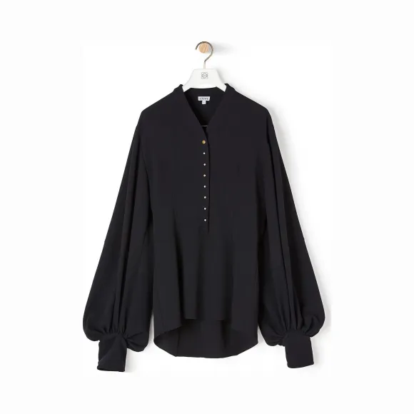 罗意威/Loewe Balloon Sleeve BlouseBlack/Dark Navy D2299142FO