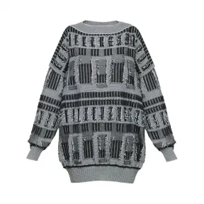 罗意威/Loewe Frayed Knit Sweater 纯白色/黑色 D3269880SM