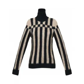 罗意威/Loewe Bicolour Jacquard Turtleneck Camel/black D3269900CO