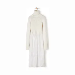 罗意威/Loewe Rib Knit & Organdy Dress白色 D3296070SM