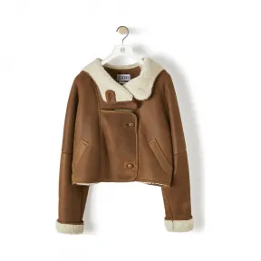 罗意威/Loewe Shearling Jacket黑棕色 H1297913TC