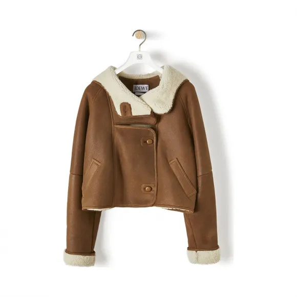 罗意威/Loewe Shearling Jacket黑棕色 H1297913TC