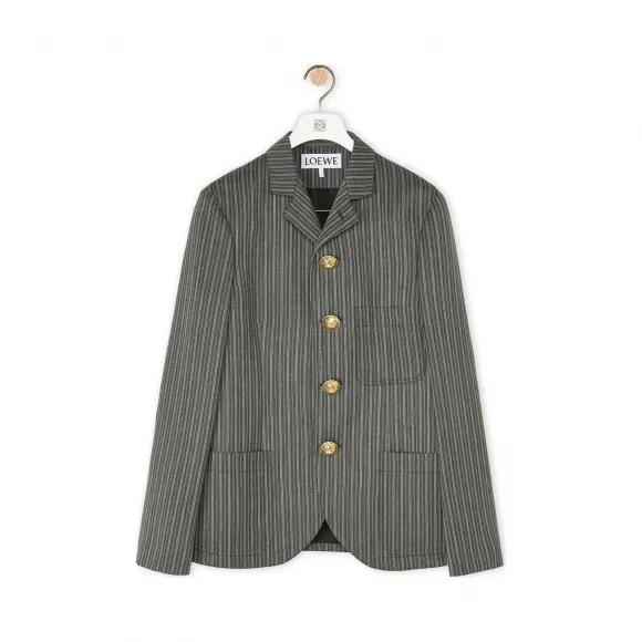 罗意威/Loewe 4 Button Stripe Jacket灰色 H2107010PA