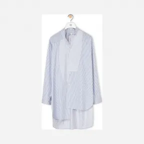 罗意威/Loewe Long Stripe Asymmetric Shirt白色/蓝色 H2109743GA