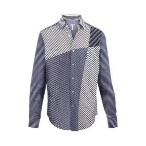 罗意威/Loewe Shirt Patchwork StripesNavy/White H2179050CG