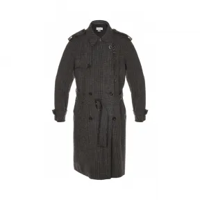 罗意威/Loewe 水洗花呢长风衣 黑灰色 H2261021PA