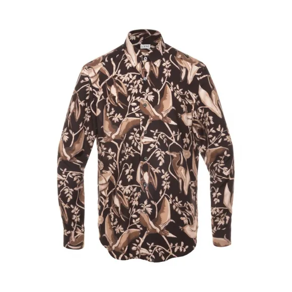 罗意威/Loewe 恐龙图案经典款衬衫 黑色/棕色 H2269224CG