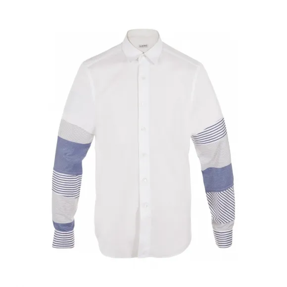 罗意威/Loewe 拼接袖衬衫 白色/蓝色 H2269640CG