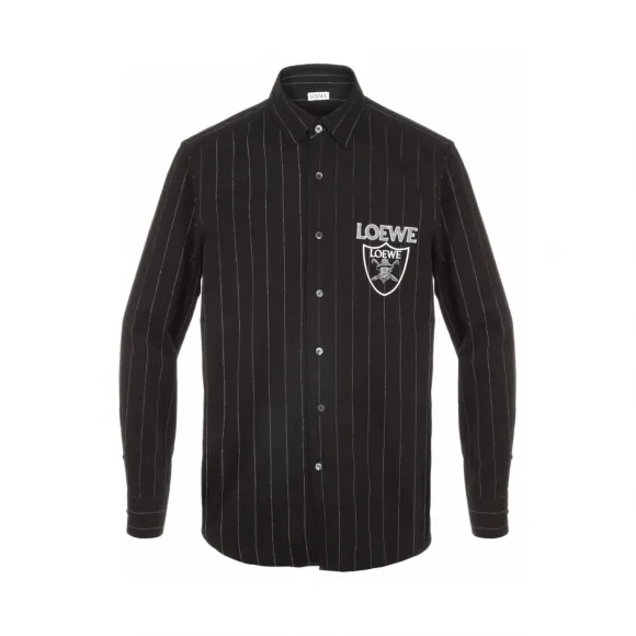 罗意威/Loewe 条纹loewe拼贴衬衫 黑色 H2269670CG