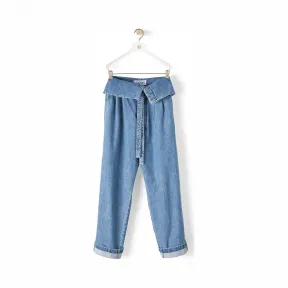罗意威/Loewe Belted Pleated Oversize Jeans单宁蓝 H2292400IB
