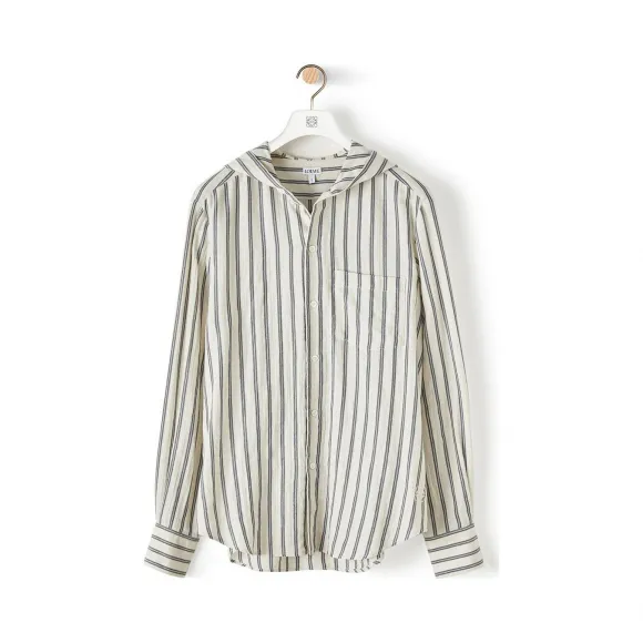 罗意威/Loewe Hooded Stripe Shirt白色/蓝色 H2299500PO