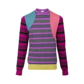 罗意威/Loewe Crewneck Patchwork Stripespurple melange H3179331SY