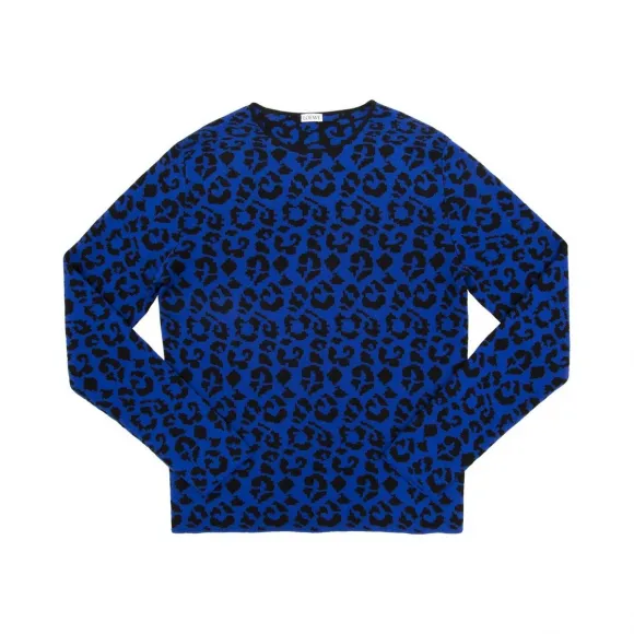 罗意威/Loewe 豹纹图案套头衫 卡其绿 H3269070CO