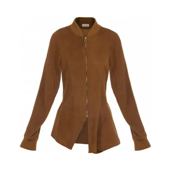 罗意威/Loewe 轻质麂皮夹克 巧克力色 S1269731MM