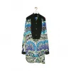 罗意威/Loewe Asymmetric Silk Print Shirt FlowersBlue/Green/Black S2109780AK