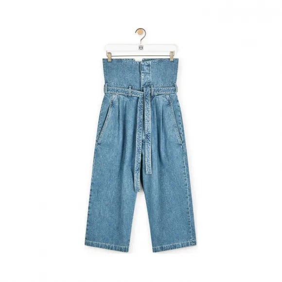罗意威/Loewe Belted Pleated Oversize Jeans单宁蓝 S2292010IB