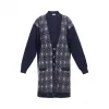罗意威/Loewe Jacquard Cardigan Studs海军蓝/灰色 S3179130VO