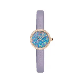 罗拉玫瑰/Lolarose Golden Halo系列紫色皮带黑欧泊石腕表 LR2236