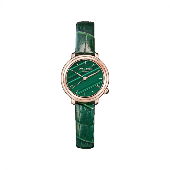 罗拉玫瑰/Lolarose Tea-time系列绿色皮带孔雀石腕表 LR2301