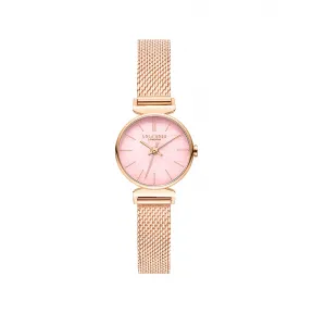 罗拉玫瑰/Lolarose G major系列玫金色米兰尼斯钢带粉水晶腕表 LR4118
