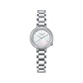 罗拉玫瑰/Lolarose Tea-time系列白金色三珠钢带母贝腕表 LR4304