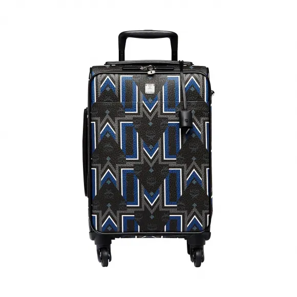 MCM Traveler Gunta M Stripe Cabin Trolley in Visetos MUV8SVY11BK