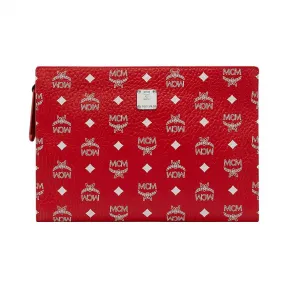 MCM Visetos白色标识拉链手拿包 MXZ9SWA04AV001