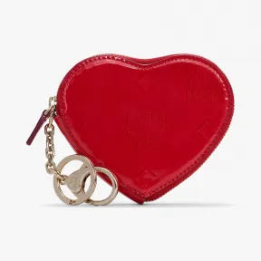 MCM 金属花押字图案皮革心形硬币袋 MYIASPM01R4001
