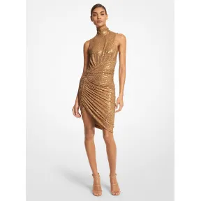 迈克高仕/Michael Kors 高领无袖亮片迷你裙 女士 驼棕色 迷你裙 BD714F0024251