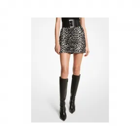 迈克高仕/Michael Kors 动物斑纹迷你裙 女士 黑色/白色 迷你裙 BS302F0108062
