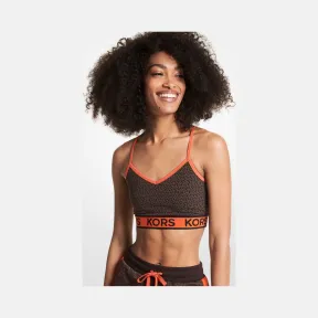 迈克高仕/Michael Kors 徽标带弹力尼龙 Racerback 运动文胸 MF150FF2S7-0201