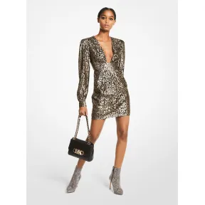 迈克高仕/Michael Kors 豹纹金箔迷你裙 女士 黑色/金色 迷你裙 MF2818M6MU098