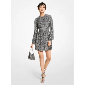 迈克高仕/Michael Kors 豹纹金箔迷你裙 女士 银色/灰黑色 迷你裙 MF281986S4022