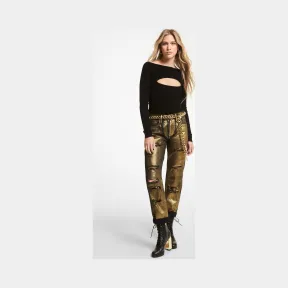 迈克高仕/Michael Kors 罗纹美利奴羊毛混纺镂空连体紧身衣 MH1607J4VR-0001