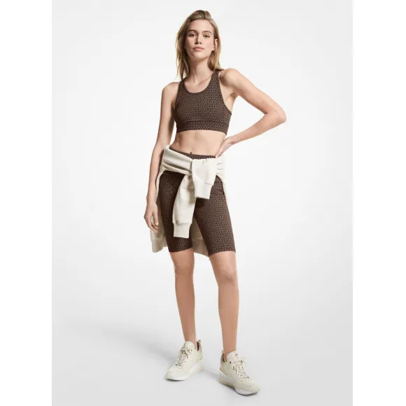 迈克高仕/Michael Kors 徽标尼龙混纺 Racerback 运动文胸 MS150BM2S7-0201