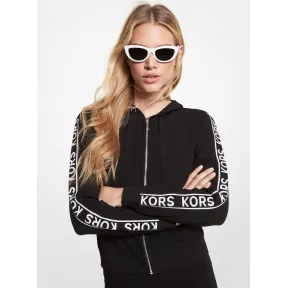 迈克高仕/Michael Kors 徽标带弹力粘胶纤维拉链连帽衫 MS2601L33D-0001