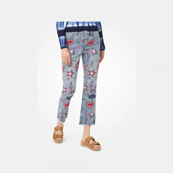 迈克高仕/Michael Kors 牛仔涂鸦复古喇叭裤 MS99CNZBAT455