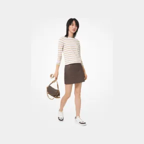 迈克高仕/Michael Kors 标志印花荔枝纹皮迷你裙 MU07F5PF5S-0201