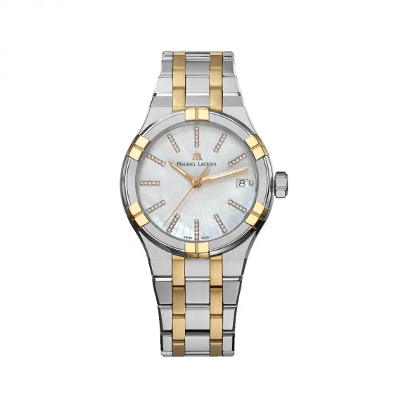 艾美/Maurice Lacroix aikon系列 35 MM 玫瑰金PVD涂层精钢 石英机芯 女表 AI1106-PVP02-170-1