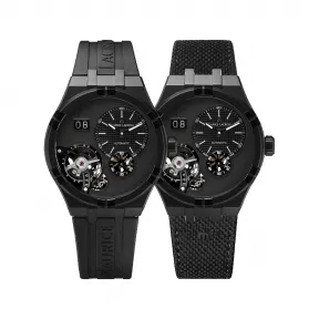 艾美/Maurice Lacroix aikon系列 45 MM 黑色DLC涂层精钢 自动机械机芯 男表 AI6118-DLB0B-330-2