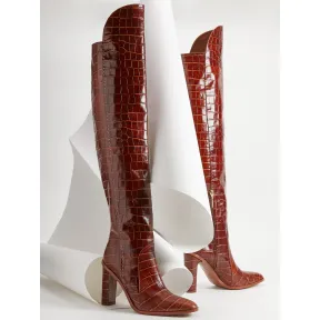 麦丝玛拉/Max Mara 烟灰色 高筒靴 4796019406003